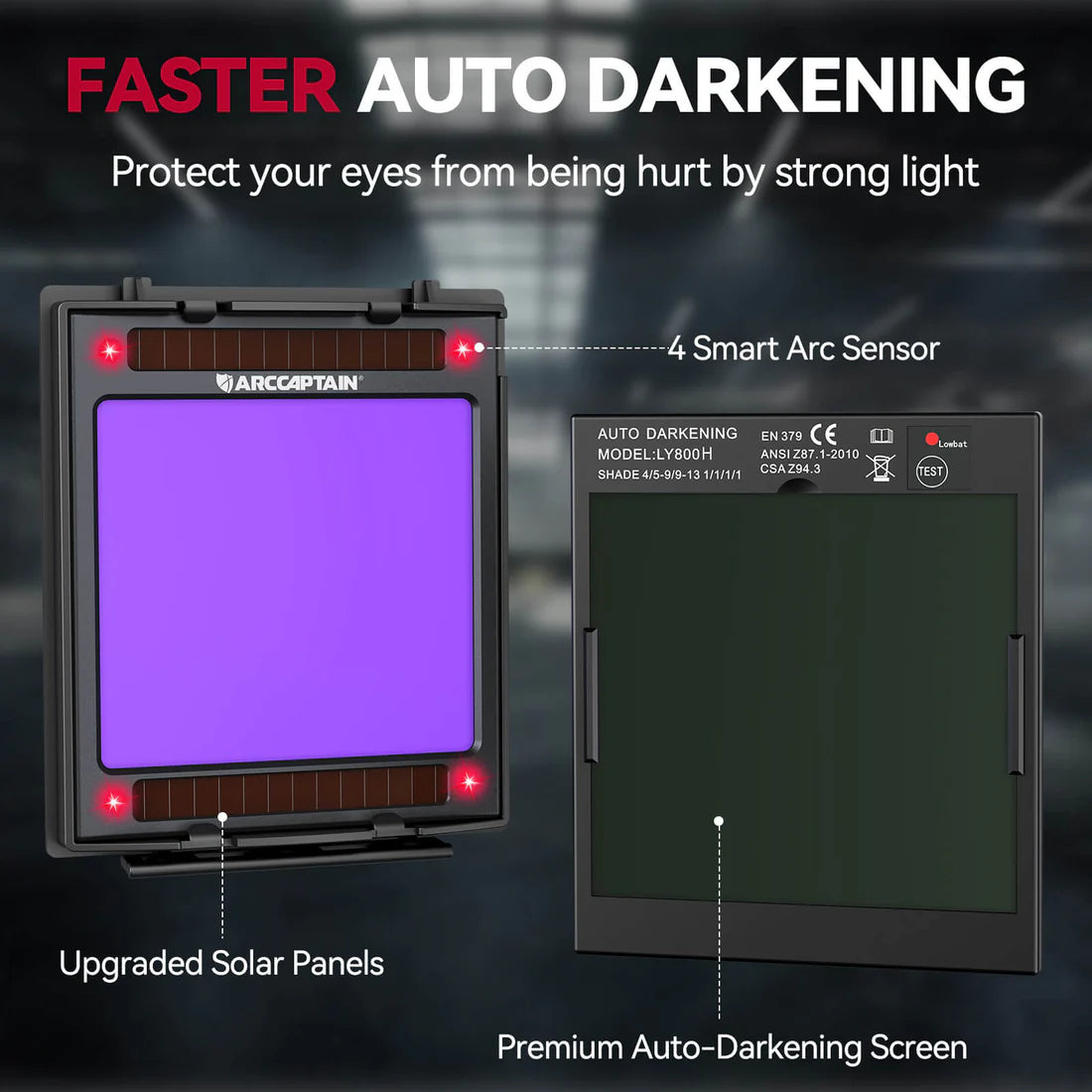 CozyCraft X200 Auto Dark True Color Welding Helmet with LED Light