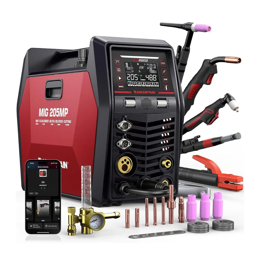 Arccaptain MIG205MP All-in-One Pulse MIG Welder and Cutter Combo
