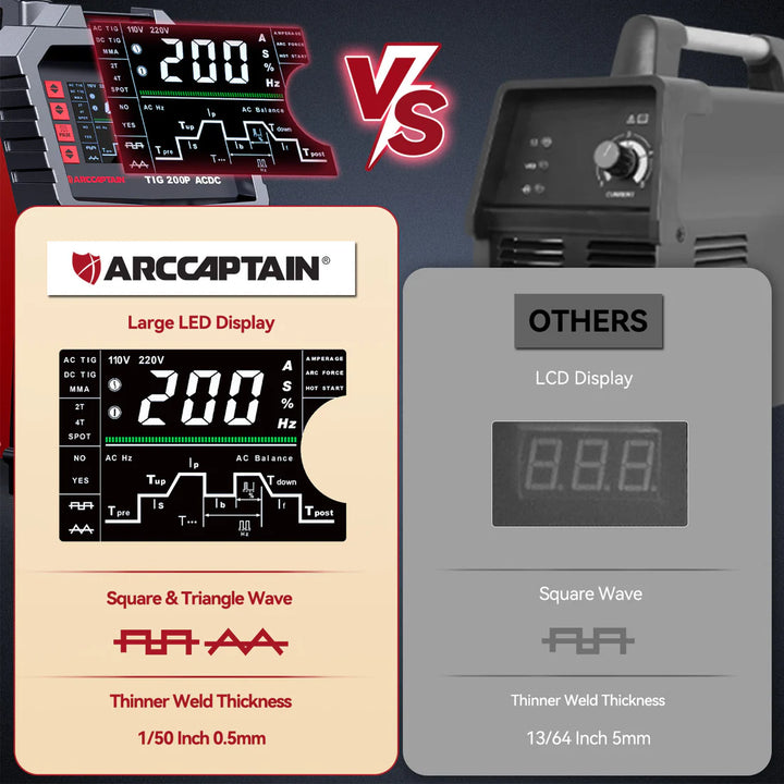 Arccaptain TIG200P AC DC Multi Process Pulse TIG Aluminum Welder